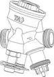Regel- und Regulierventil von IMI Hydronic Engineering mit mehreren Anschlüssen und Dekompressionselementen, teilweise mit Pfeilmarkierungen zur Flussrichtung.
